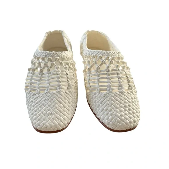 SIMKHAI Eden Woven Leather Ballet Flats in Ivory Women’s Size 10.5 - Picture 2 of 11